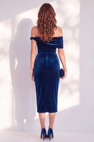 Laden Sie das Bild in den Galerie-Viewer, Burgunder Bodycon Midi Samt Cocktailkleid