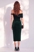 Laden Sie das Bild in den Galerie-Viewer, Burgunder Bodycon Midi Samt Cocktailkleid