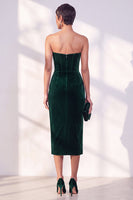 Laden Sie das Bild in den Galerie-Viewer, Burgunderrotes Korsett Sheath Trägerloses Samtkleid