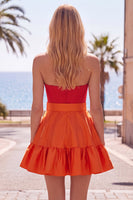 Laden Sie das Bild in den Galerie-Viewer, A-Line marineblaues lila Satin-Sweetheart-Homecoming-Kleid mit Rüschen und Schleife