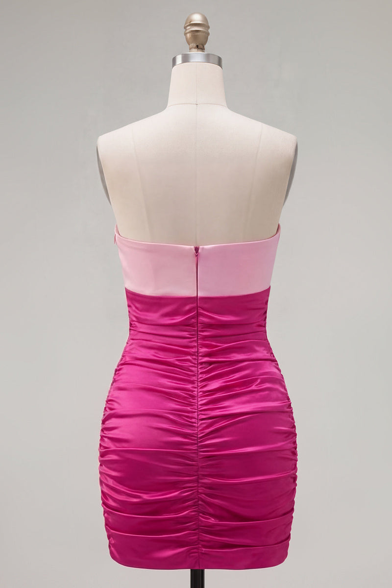Laden Sie das Bild in den Galerie-Viewer, Rot Orange Sweetheart Falten-Keyhole-Bodycon Kurzes Homecoming-Kleid