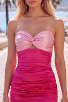 Laden Sie das Bild in den Galerie-Viewer, Rot Orange Sweetheart Falten-Keyhole-Bodycon Kurzes Homecoming-Kleid