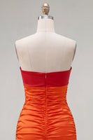 Laden Sie das Bild in den Galerie-Viewer, Rot Orange Sweetheart Falten-Keyhole-Bodycon Kurzes Homecoming-Kleid