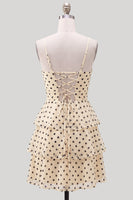 Laden Sie das Bild in den Galerie-Viewer, A-Linie Champagner-Pailletten mit gestuftem Rüschen Schlüsselloch-Schnürsenkel hinten Homecoming-Kleid