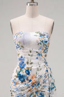 Laden Sie das Bild in den Galerie-Viewer, Schwarze, rote Blume, Sweetheart, gerafftes, geblommiges, enges kurzes Homecoming-Kleid mit Schärpe