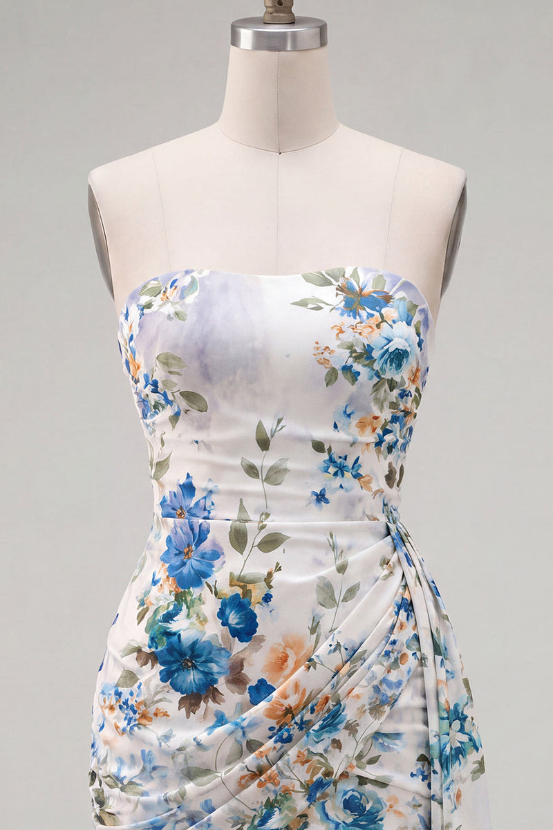 Laden Sie das Bild in den Galerie-Viewer, Schwarze, rote Blume, Sweetheart, gerafftes, geblommiges, enges kurzes Homecoming-Kleid mit Schärpe