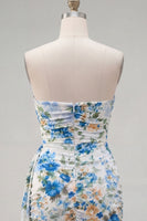 Laden Sie das Bild in den Galerie-Viewer, Schwarze, rote Blume, Sweetheart, gerafftes, geblommiges, enges kurzes Homecoming-Kleid mit Schärpe