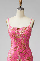 Laden Sie das Bild in den Galerie-Viewer, Dunkelgrünes Bodycon Floral Rüschen Kurzes Abendkleid mit Schnürung