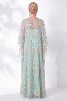Laden Sie das Bild in den Galerie-Viewer, Marineblaue Scheide mit Blumen und rundhalsbesticktem Mutter-der-Braut-Kleid