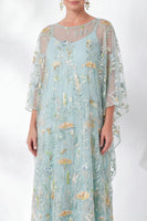 Laden Sie das Bild in den Galerie-Viewer, Marineblaue Scheide mit Blumen und rundhalsbesticktem Mutter-der-Braut-Kleid