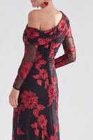 Laden Sie das Bild in den Galerie-Viewer, Einschulter Champagner Meerjungfrauen Floral Kleid mit Mutter der Braut und Schlitz