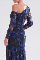 Laden Sie das Bild in den Galerie-Viewer, Einschulter Champagner Meerjungfrauen Floral Kleid mit Mutter der Braut und Schlitz