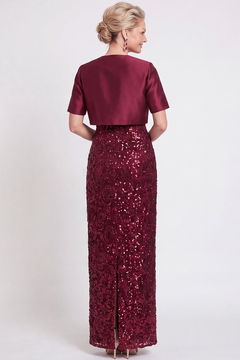 Laden Sie das Bild in den Galerie-Viewer, Glitzerndes Schwarzes Pailletten Bodycon Langes Mutter der Braut Kleid mit Schlitz
