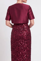 Laden Sie das Bild in den Galerie-Viewer, Glitzerndes Schwarzes Pailletten Bodycon Langes Mutter der Braut Kleid mit Schlitz