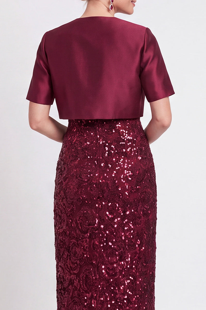 Laden Sie das Bild in den Galerie-Viewer, Glitzerndes Schwarzes Pailletten Bodycon Langes Mutter der Braut Kleid mit Schlitz