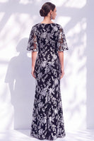 Laden Sie das Bild in den Galerie-Viewer, Salbeigrünes Blumen Meerjungfrauen Bateau-Hals Gerafftes Langes Mutter der Braut Kleid mit Schärpe