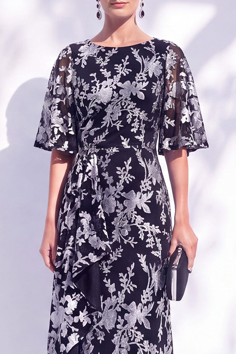 Laden Sie das Bild in den Galerie-Viewer, Salbeigrünes Blumen Meerjungfrauen Bateau-Hals Gerafftes Langes Mutter der Braut Kleid mit Schärpe