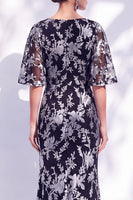 Laden Sie das Bild in den Galerie-Viewer, Salbeigrünes Blumen Meerjungfrauen Bateau-Hals Gerafftes Langes Mutter der Braut Kleid mit Schärpe