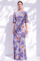 Laden Sie das Bild in den Galerie-Viewer, Salbeigrünes Blumen Meerjungfrauen Bateau-Hals Gerafftes Langes Mutter der Braut Kleid mit Schärpe
