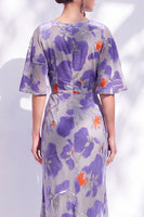 Laden Sie das Bild in den Galerie-Viewer, Salbeigrünes Blumen Meerjungfrauen Bateau-Hals Gerafftes Langes Mutter der Braut Kleid mit Schärpe