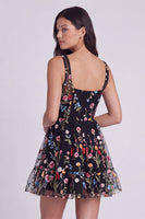 Laden Sie das Bild in den Galerie-Viewer, Elfenbein Blumen Korsett A-Linie Quadrathals Mini Standesamt Kleid