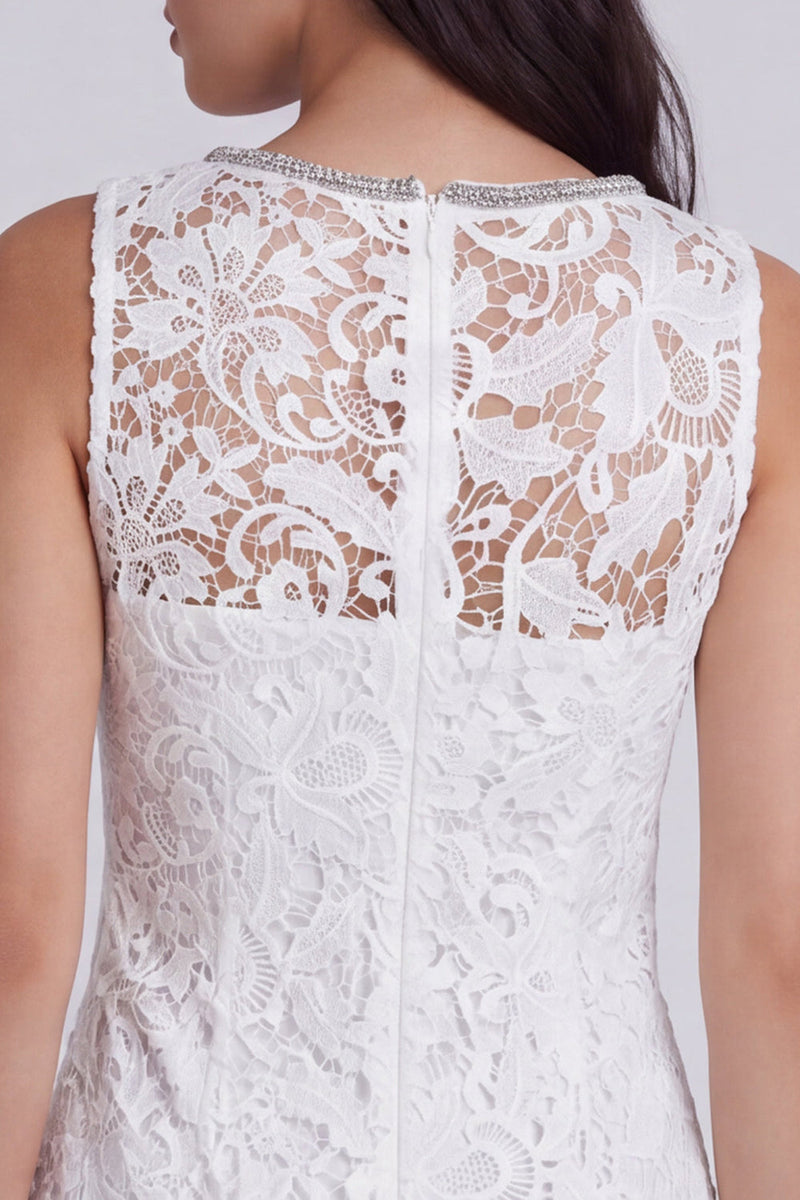 Laden Sie das Bild in den Galerie-Viewer, Elfenbein Bodycon V-Ausschnitt Blumen Perlen Kurzes Standesamt Kleid