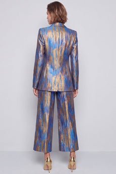 Peak Lapel Blaue Zweiteilige Einknopf Arbeitsanzüge