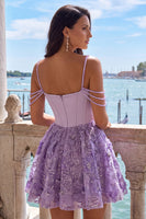 Laden Sie das Bild in den Galerie-Viewer, Gelbes Korsett Gerafftes Florale Spaghettiträger A-Linie Kurzes Abendkleid mit Perlenbesatz