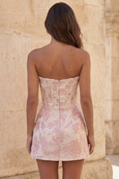 Laden Sie das Bild in den Galerie-Viewer, Sweetheart Rotes Korsett, Bodycon Blumen, gerafftes kurzes Homecoming-Kleid