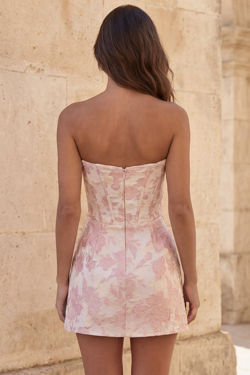 Laden Sie das Bild in den Galerie-Viewer, Sweetheart Rotes Korsett, Bodycon Blumen, gerafftes kurzes Homecoming-Kleid