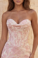 Laden Sie das Bild in den Galerie-Viewer, Sweetheart Rotes Korsett, Bodycon Blumen, gerafftes kurzes Homecoming-Kleid