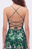 Laden Sie das Bild in den Galerie-Viewer, Blaues Bodycon Spaghetti-Träger Pailletten Perlen Kurzes Abendkleid mit Schnürsenkel