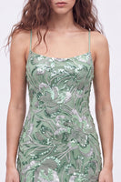Laden Sie das Bild in den Galerie-Viewer, Blaues Bodycon Spaghetti-Träger Pailletten Perlen Kurzes Abendkleid mit Schnürsenkel