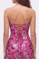 Laden Sie das Bild in den Galerie-Viewer, Trägerloses Grünes Bodycon Pailletten Kurzes Abendkleid mit Schnürung
