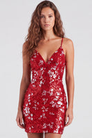 Laden Sie das Bild in den Galerie-Viewer, Glitzerndes Grünes Bodycon Pailletten Spaghetti-Träger Schnürung Kurzes Abendkleid