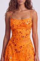 Laden Sie das Bild in den Galerie-Viewer, A-Linie Rotes Pailletten Schnürung hinten Spaghettiträger Kurzes 80er-Jahre Kurzes Abendkleid