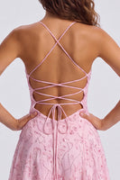 Laden Sie das Bild in den Galerie-Viewer, A-Linie Rotes Pailletten Schnürung hinten Spaghettiträger Kurzes 80er-Jahre Kurzes Abendkleid