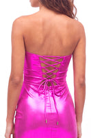 Laden Sie das Bild in den Galerie-Viewer, Goldes Sweetheart Bodycon Keyhole Metallic Schnürung-Rücken 80er-Jahre Kurzes Abendkleid