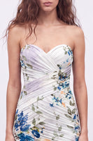 Laden Sie das Bild in den Galerie-Viewer, Schwarzes Sweetheart Gerafftes Blumen Bodycon Kurzes Abendkleid mit Schnürung hinten