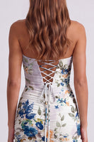Laden Sie das Bild in den Galerie-Viewer, Schwarzes Sweetheart Gerafftes Blumen Bodycon Kurzes Abendkleid mit Schnürung hinten
