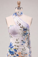 Laden Sie das Bild in den Galerie-Viewer, Trägerloses Elfenbein Florales Bodycon Kurzes Abendkleid mit Schnürung auf dem Rücken