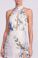 Laden Sie das Bild in den Galerie-Viewer, Halterhals Schwarzes Meerjungfrauen Chiffon Langes Festliches Kleid mit Schlitz