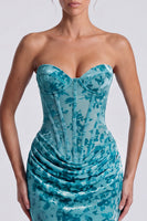 Laden Sie das Bild in den Galerie-Viewer, Rosa Sweetheart Samt Korsett Meerjungfrauen Langes Festkleid