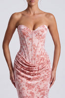 Laden Sie das Bild in den Galerie-Viewer, Rosa Sweetheart Samt Korsett Meerjungfrauen Langes Festkleid