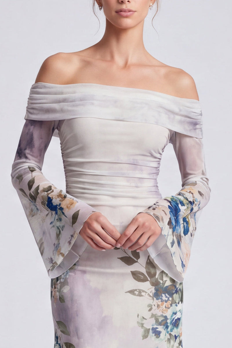 Laden Sie das Bild in den Galerie-Viewer, Elfenbein Meerjungfrauen Langes Abendkleid mit langen Ärmeln