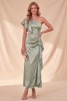 Laden Sie das Bild in den Galerie-Viewer, Staubiges Salbei Meerjungfrauen Satin Maxikleid mit Perlen