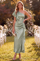 Laden Sie das Bild in den Galerie-Viewer, Staubiges Salbei Meerjungfrauen Satin Maxikleid mit Perlen