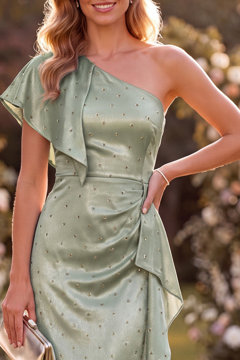 Laden Sie das Bild in den Galerie-Viewer, Staubiges Salbei Meerjungfrauen Satin Maxikleid mit Perlen