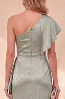 Laden Sie das Bild in den Galerie-Viewer, Staubiges Salbei Meerjungfrauen Satin Maxikleid mit Perlen