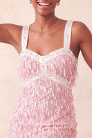 Laden Sie das Bild in den Galerie-Viewer, Braunes Bodycon Pailletten Fransen Kurzes Abendkleid mit Strass